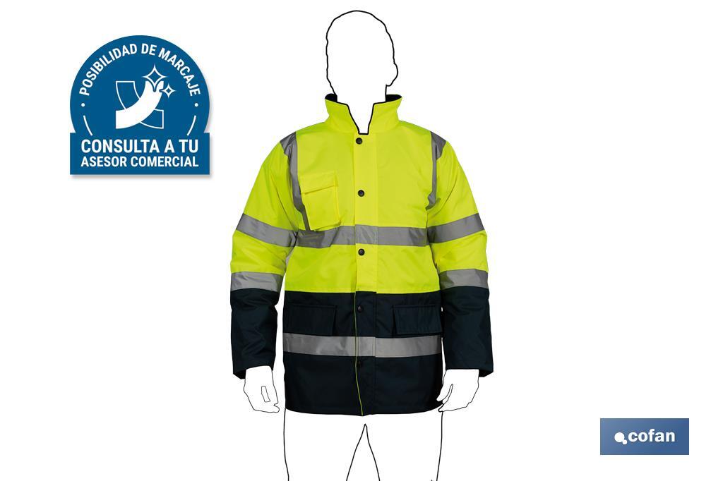 PARKA DE ALTA VISIBILIDAD MODELO DENEB AMARILLO Y AZUL TALLA XXXL