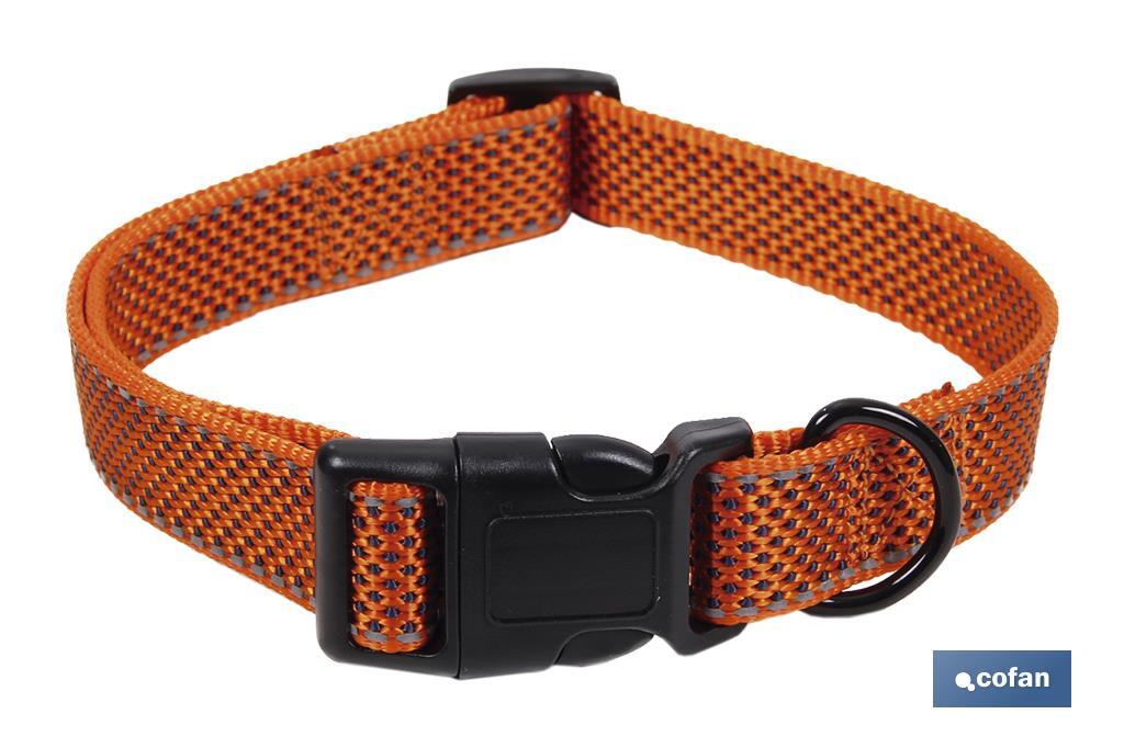 COLLAR PARA PERROS  REFLECTANTE NARANJA MODELO REINA 2,5 X 40-55 CM