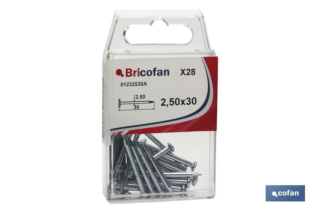 BL 13 UDS PUNTA ACERO C. PLANA Z. 3,4X40MM (PACK: 12 UDS)