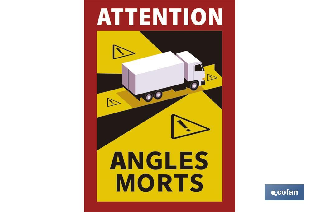 ETIQUETA ADHESIVA «ATTENTION ANGLES MORTS» AUTOBUSES VENTA UNITARIA