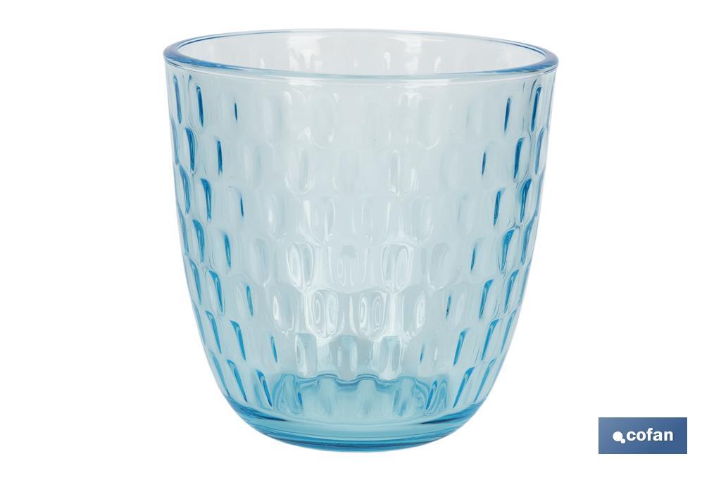 PACK 6 VASOS DE AGUA VIDRIO 29CL COLOR AZUL MODELO ÓPALO