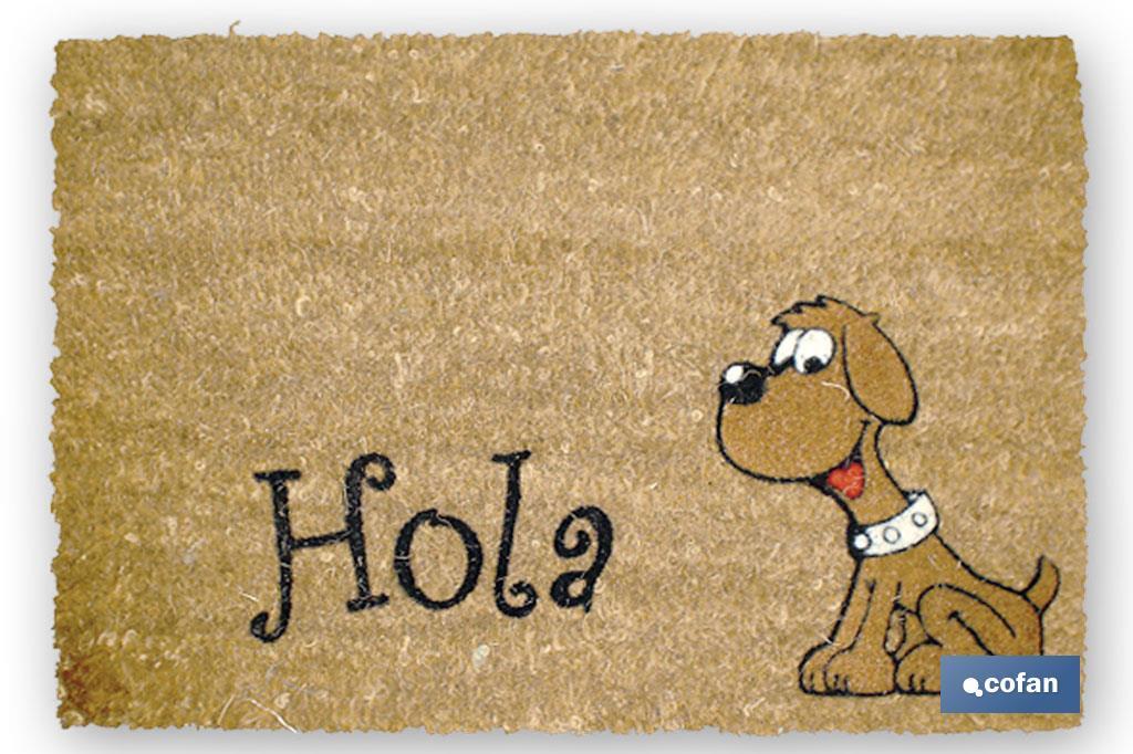 FELPUDO INTERIOR COCO FLOQUEADO 40X60X1.60cm (Perro Hola) (PACK: 1 UDS)