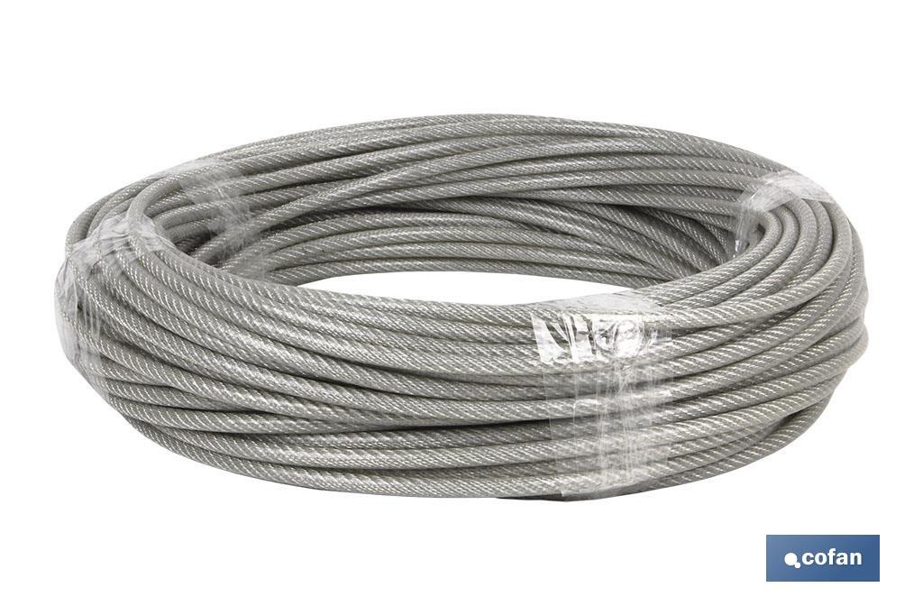 CABLE ACERO (4mm) 2X4MM  6X7+1 PLAST.  (50M)