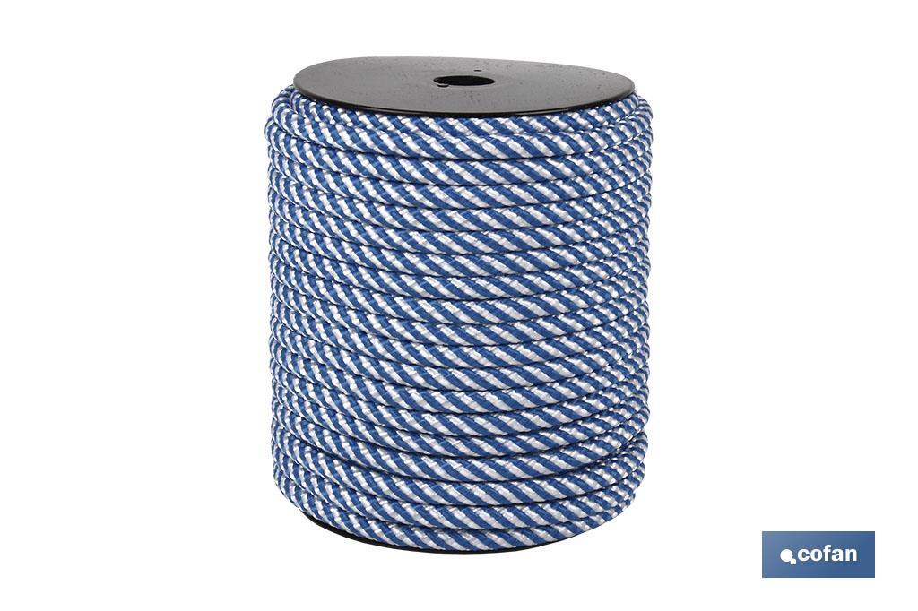 CARRETE CUERDA HELICOIDAL 8MM 50 M. BCO/AZUL (PACK: 1 UDS)