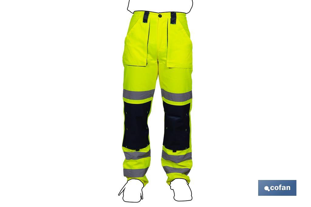 PANTALÓN DE ALTA VISIBILIDAD MODELO SIRIO AMARILLO Y AZUL MARINO TALLA M (PACK: 1 UDS)