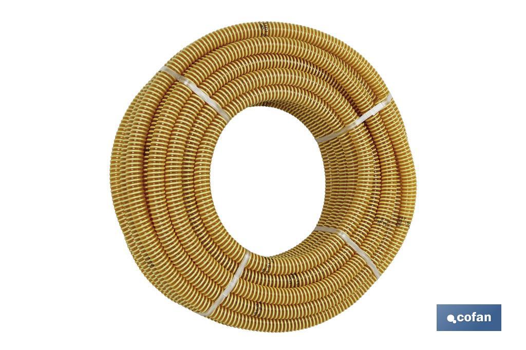 ROLLO DE TUBO DE ASPIRACIÓN ESPIRAL AMARILLO Ø30 MM 25 M (PACK: 1 UDS)