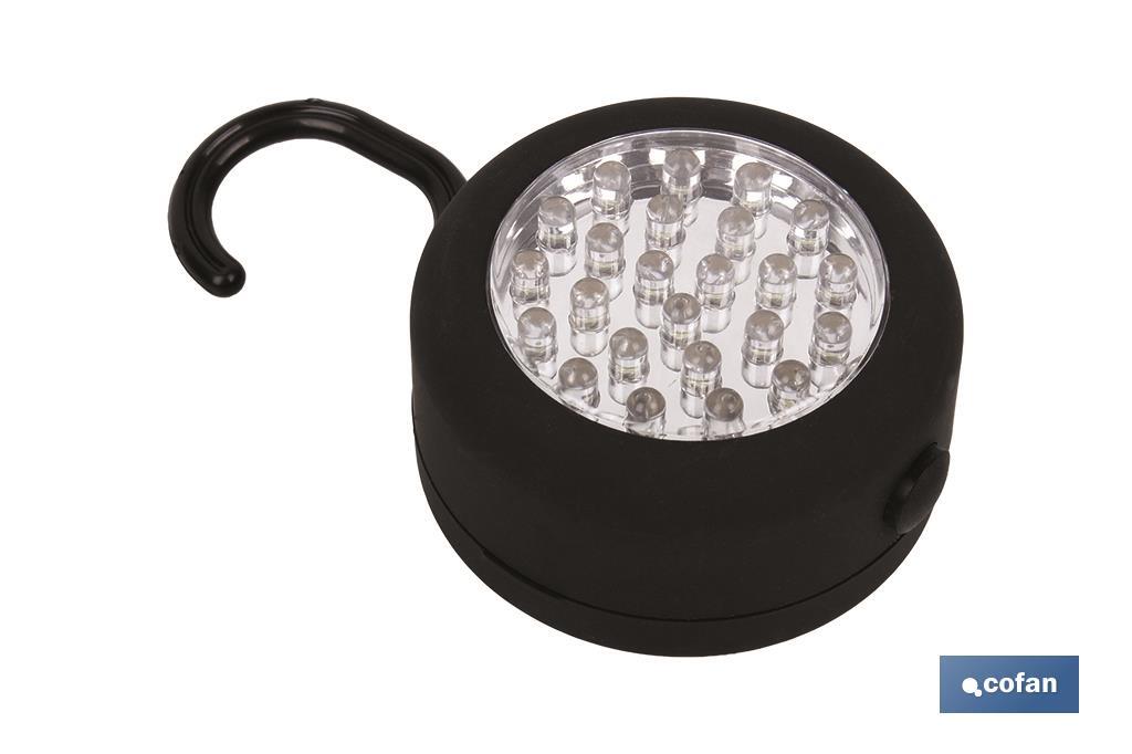 LÁMPARA 24 LED REDONDA IMÁN/GANCHO (PACK: 1 UDS)