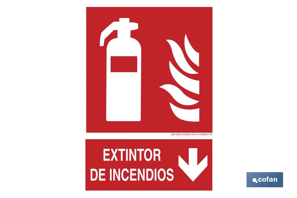 Extintor de incendios Pictograma + Texto