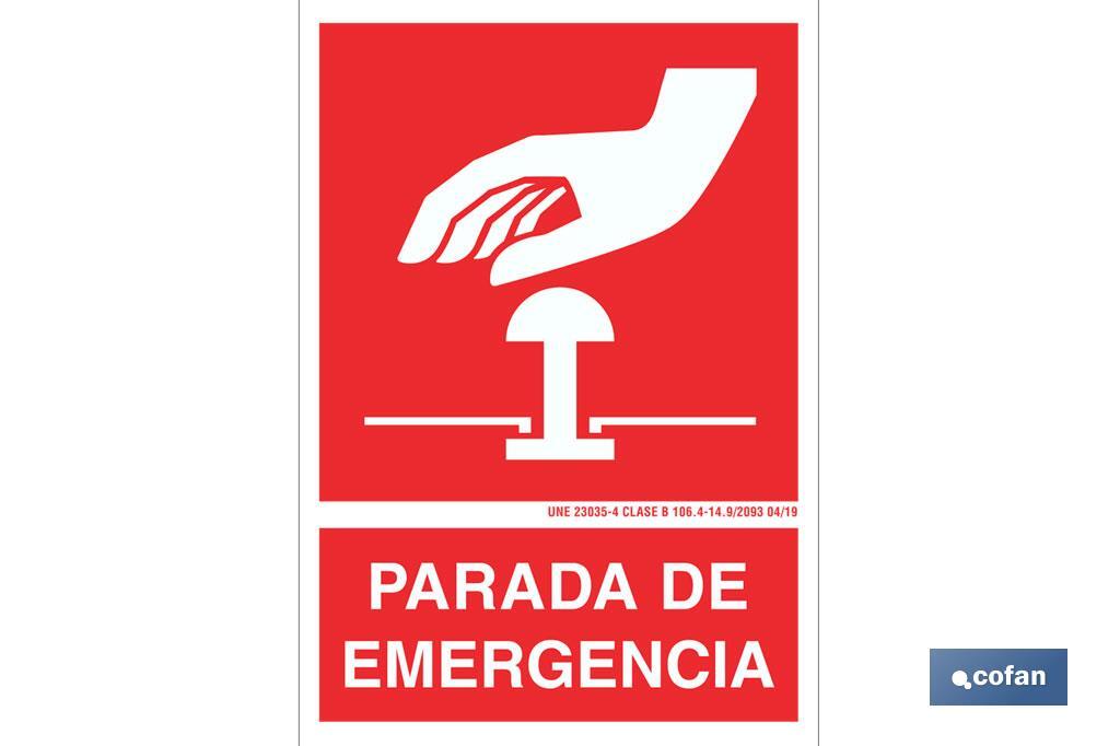 Parada de emergencia Pictograma + Texto